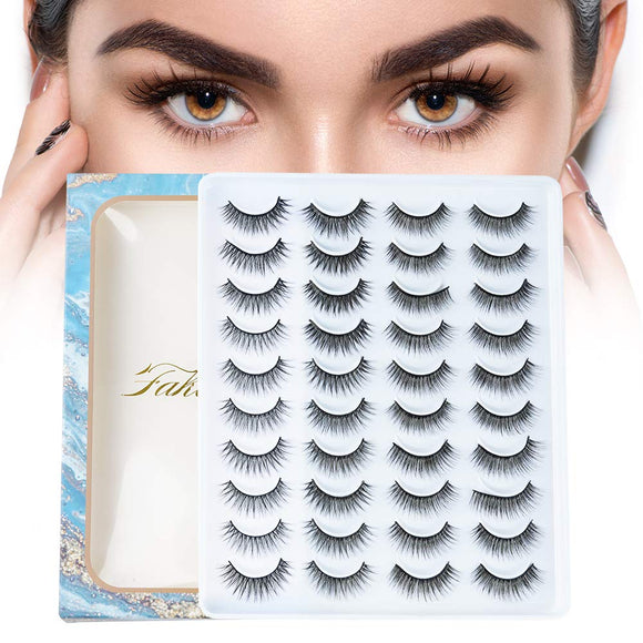 chiimoda20 Pairs False Eyelashes Natural Look, Handmade Fluffy Mixed Fake Lashes, Long Soft and Reusable Eyelash Extension for Makeup