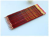 10 pcs / lot Red wooden pencils HB pencil with eraser head  Mirui Stationery