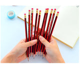 10 pcs / lot Red wooden pencils HB pencil with eraser head  Mirui Stationery