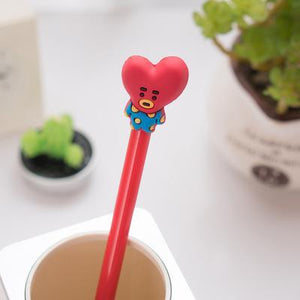 8 Style BT21 BTS Bangtang Boys Marker Pencil Shooky Tata Chimmy Rj Cooky Painting Tool Kawaii Stationery Gel Pens for School