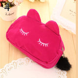 Large Capacity Plush Pencil Bag Office School Supplies Kawaii Stationery Cartoon Pencil Case Cute Cat For Girls Kids Children