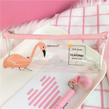 1pcs/sell Kawaii Pencil Case Halloween transparent cute Phoenicopteridae pattern School Supplies Student Stationery Christmas