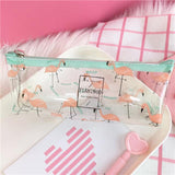 1pcs/sell Kawaii Pencil Case Halloween transparent cute Phoenicopteridae pattern School Supplies Student Stationery Christmas