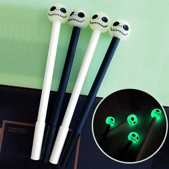 2 pcs/lot Creative Kawaii Luminous Skull Gel Pens Cute Novelty Neutral Pens For Writing Gift Korean Stationery School Supplies